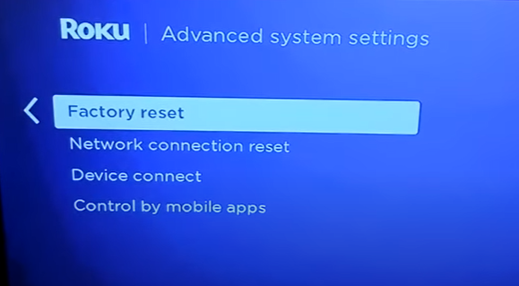 factory reset roku